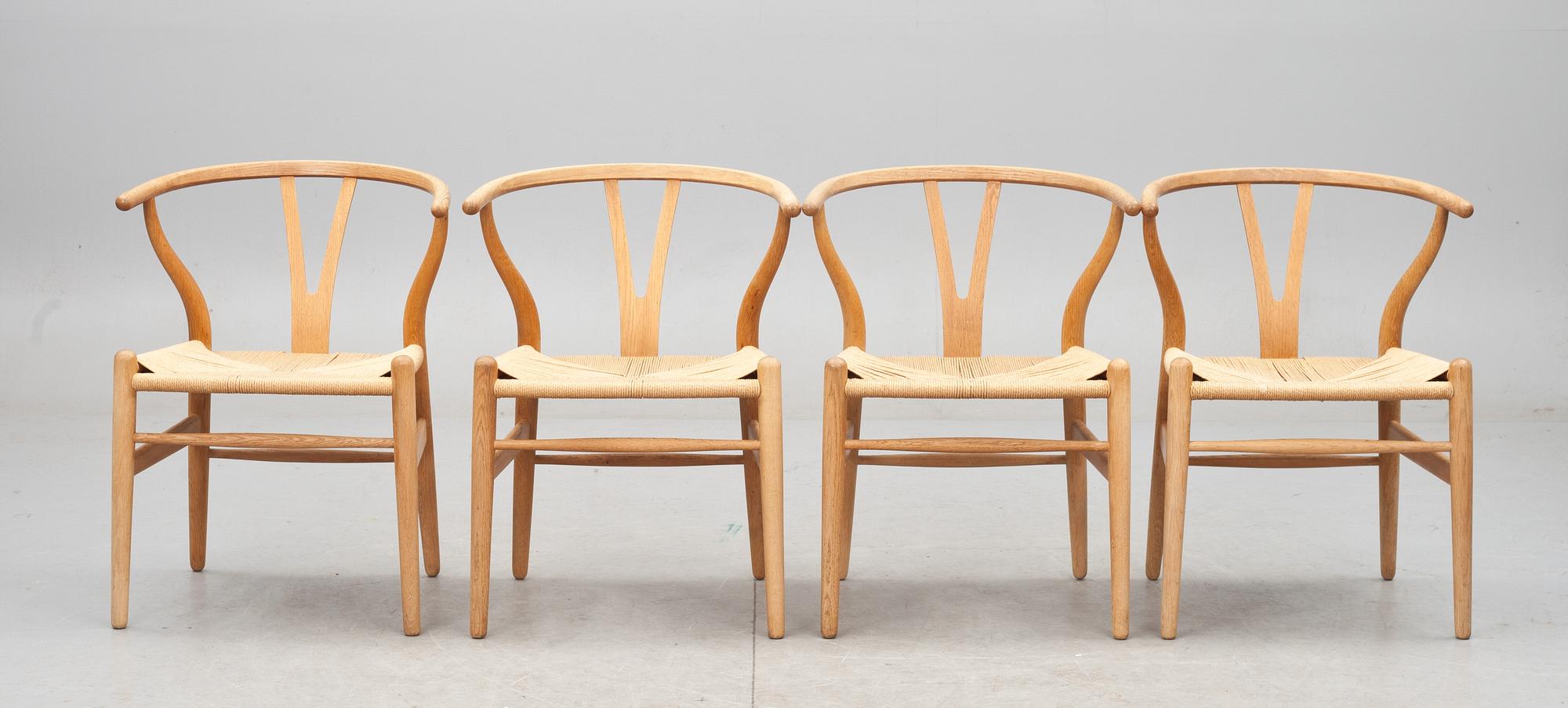 STOLAR, 4 st. Hans J Wegner "Y-stolen", för Carl Hansen, Danmark.
