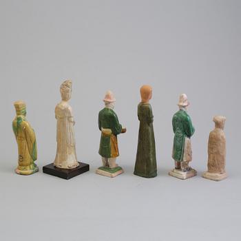 Eight earthenware figures, Ming dynasty.