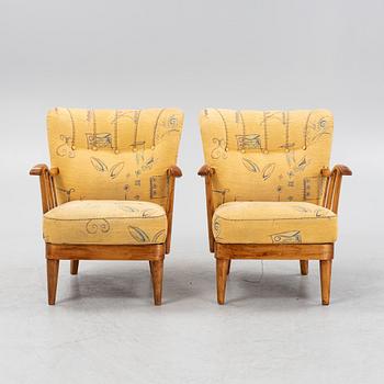 A pair of Swedish Modern armchairs, 1940's.