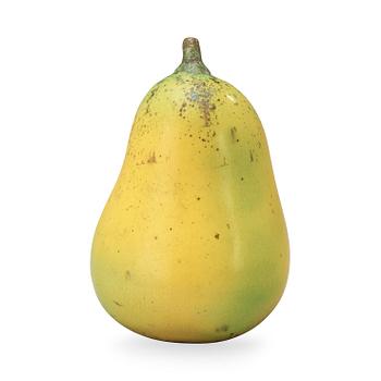 A Hans Hedberg faience sculpture of a pear, Biot, France.