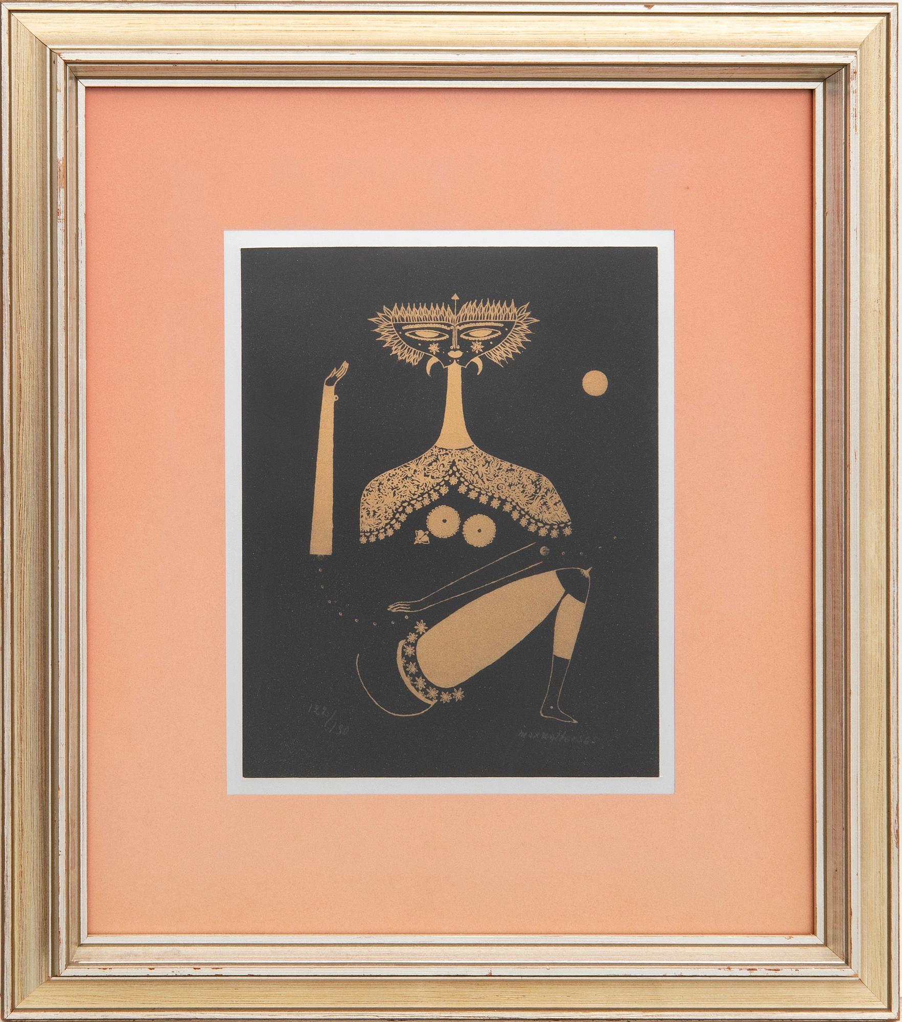 Max Walter Svanberg, gold on black signed dated and numbered 65 122/130.