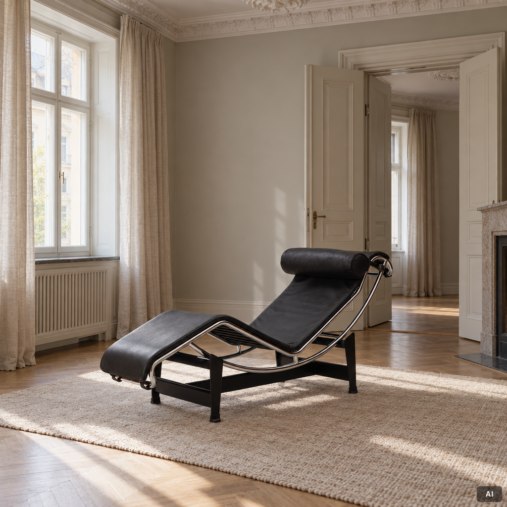 Le Corbusier (Charles-Édouard Jeanneret), & Charlotte Perriand, vilstol, "LC4", Cassina, Italien.