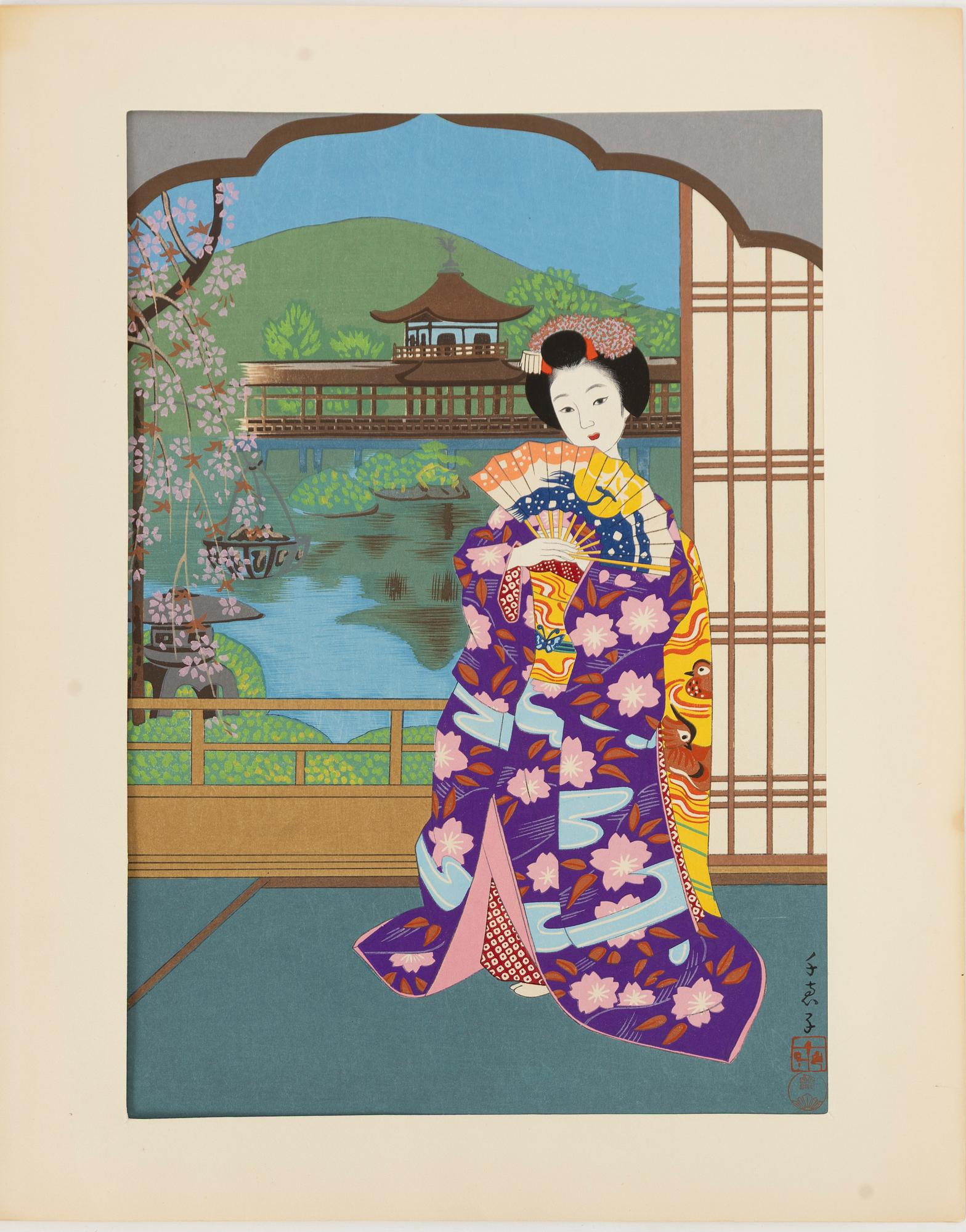 Minagawa Chieko, "Geisha by the river" och "Teaceremony".