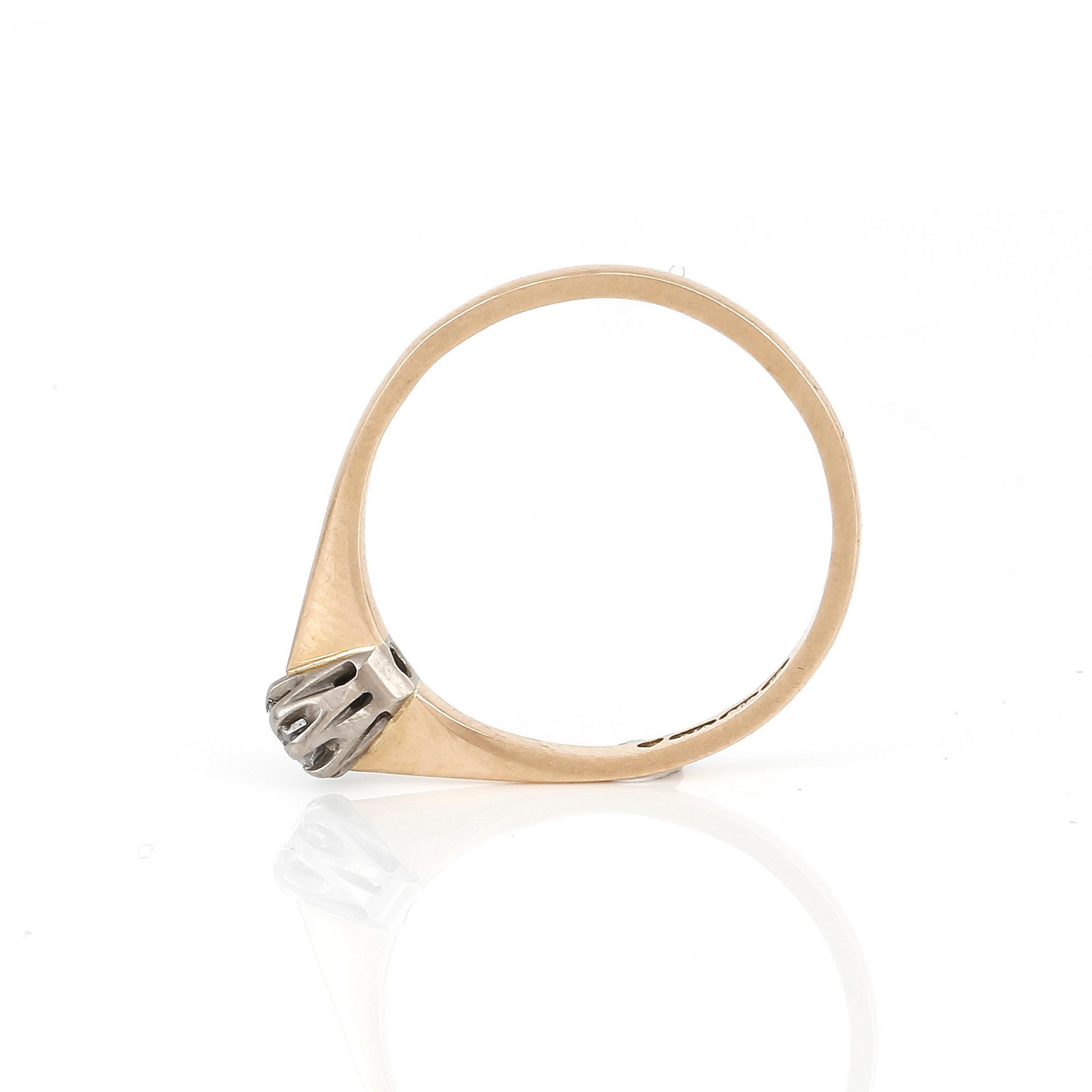 RING, 14K guld med briljantslipad diamant, ca 0,18 ct, Finland, 1998. Vikt 2,28 g.