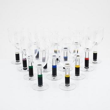 Gunnar Cyrén, 14 'Rainbow' wine glasses, Orrefors.