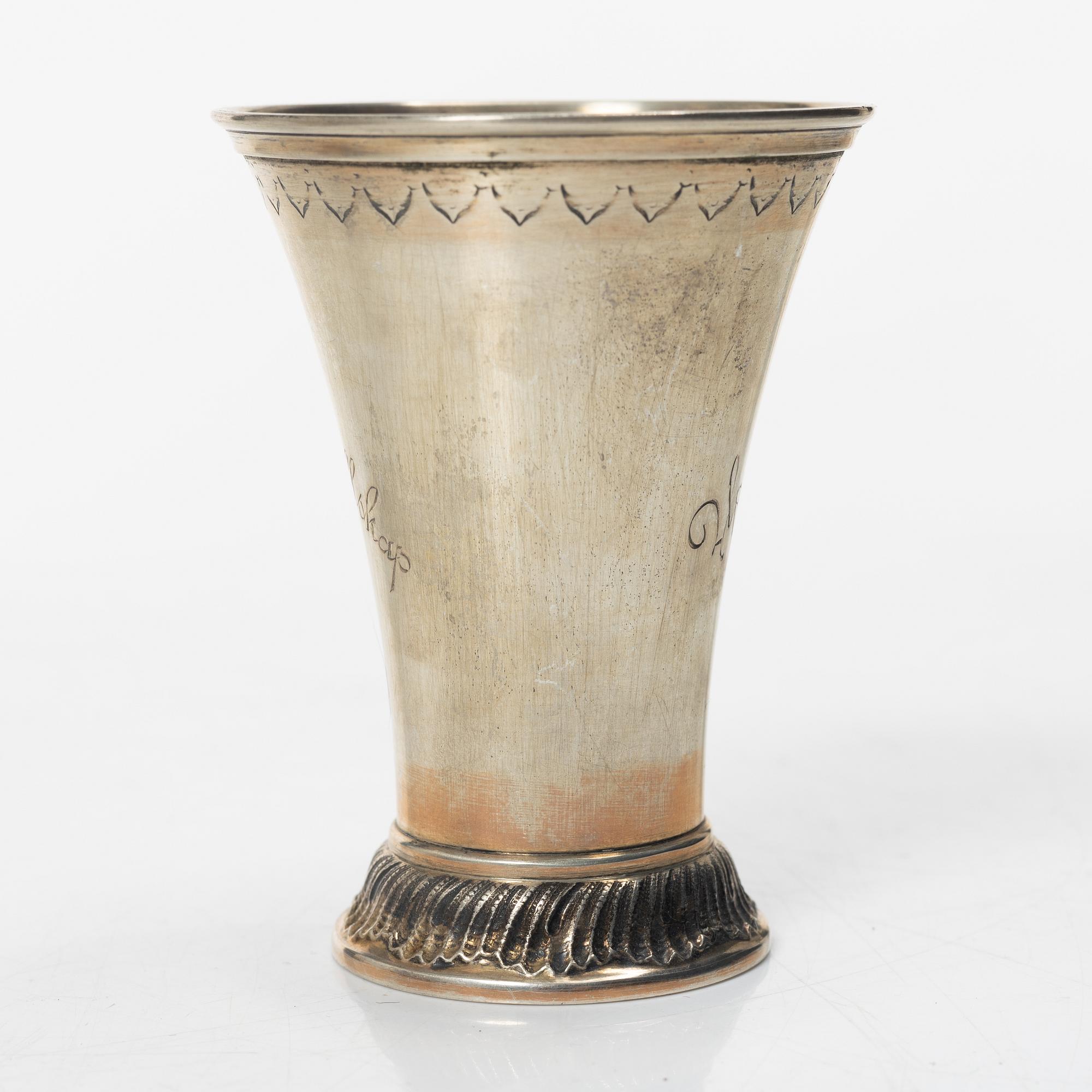 Bägare, 10 st, silver, KG Markström, Uppsala 1912-1924.