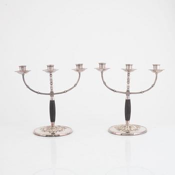 A pair of silver plated candelabras, mark of CG Hallberg, early 20th century.