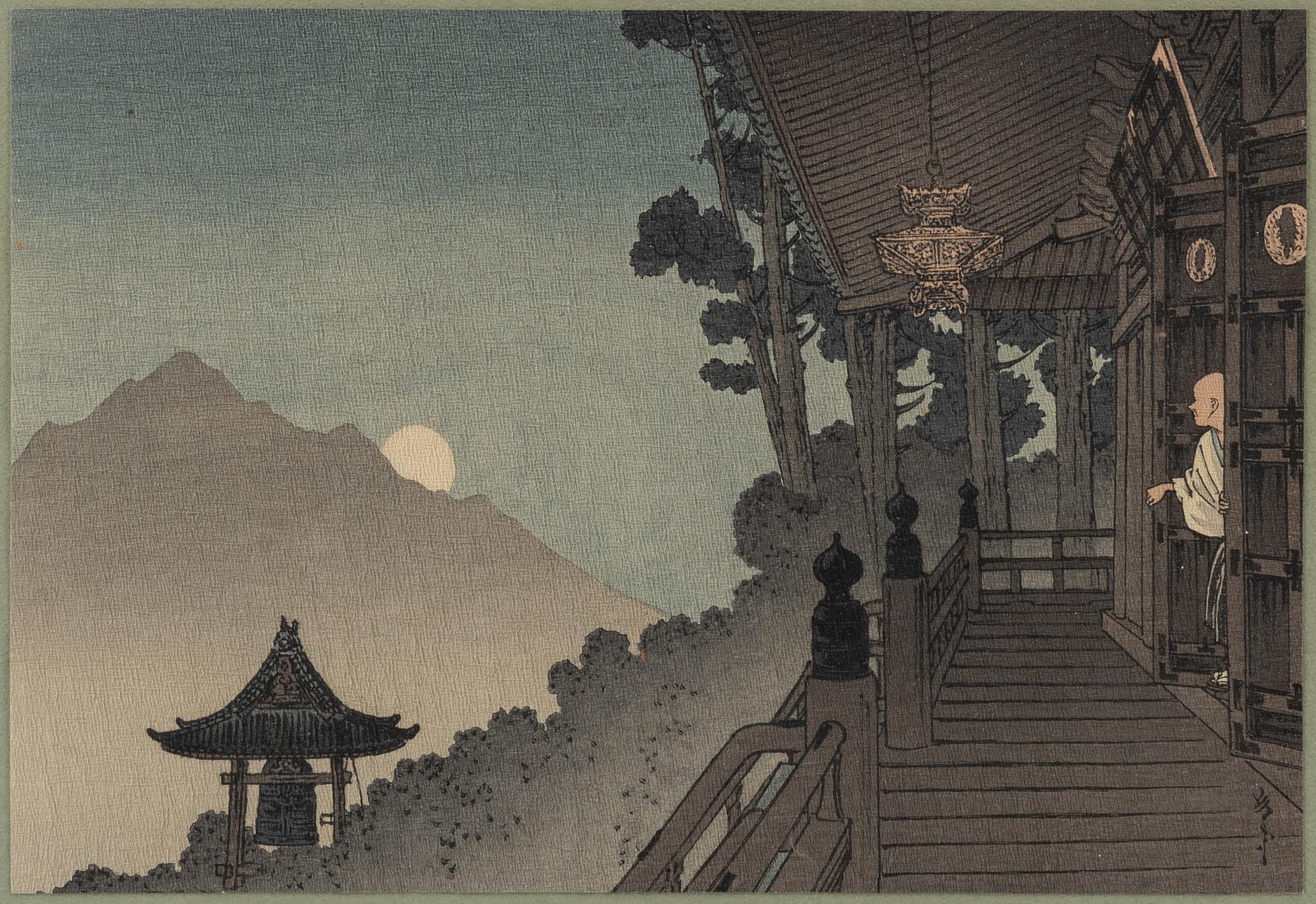 Shoda Koho, three colour woodblock prints, Japan, 20th century.
