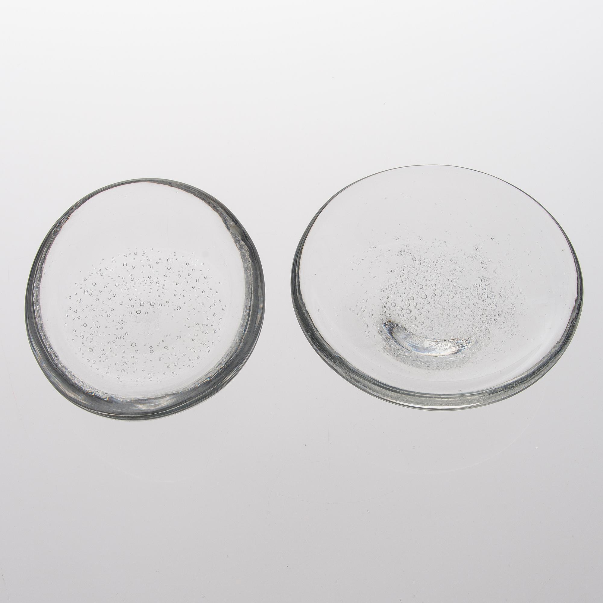 KAJ FRANCK, SKÅLAR, 2 ST, glas, signerade K.Franck Iittala.