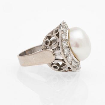 Jürgen Girgsdies, ring, 18K, diamanter, pärla, Stockholm, 1977.