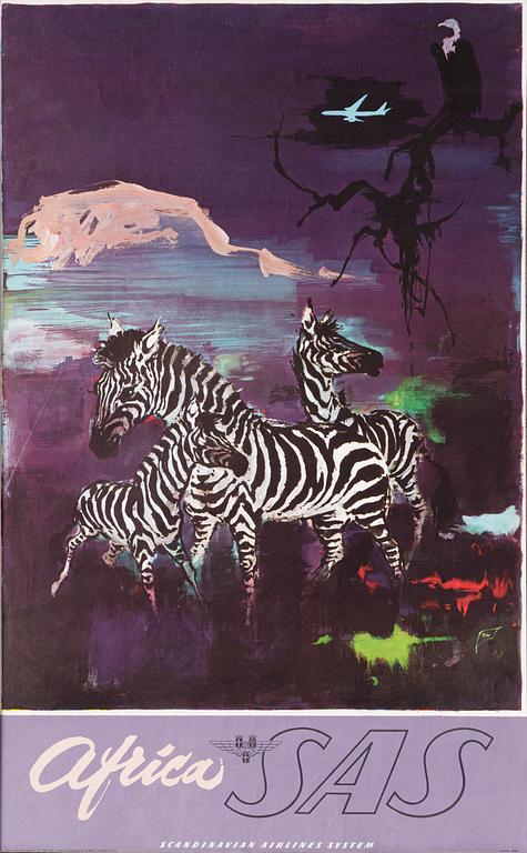 Otto Nielsen, a vintage 'Africa SAS Scandinavian Airlines System' poster, Denmark, circa 1958.