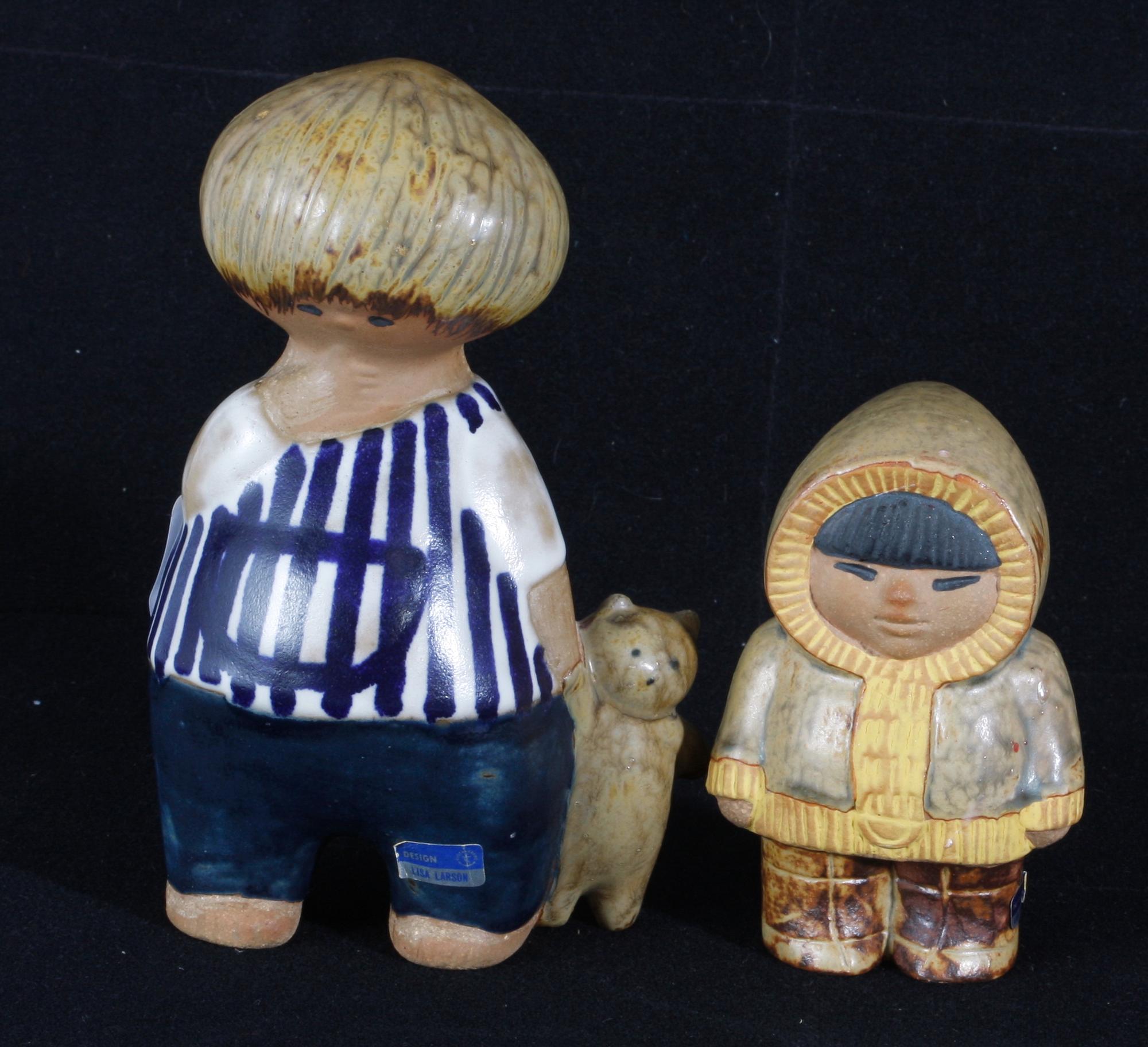 FIGURINER, 2 st, stengods. Lisa Larson.