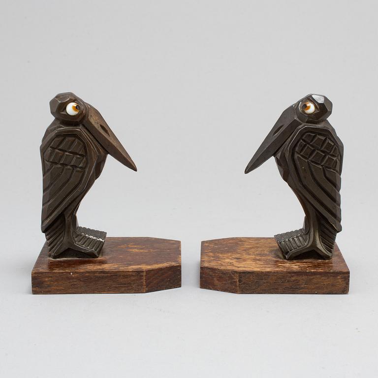 BOKSTÖD, ett par, art déco, 1930-tal.