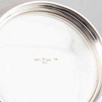 Tore Eldh, a silver bowl, decorated with a border of leafy sprigs, Gothengurg, Sweden, 1950.