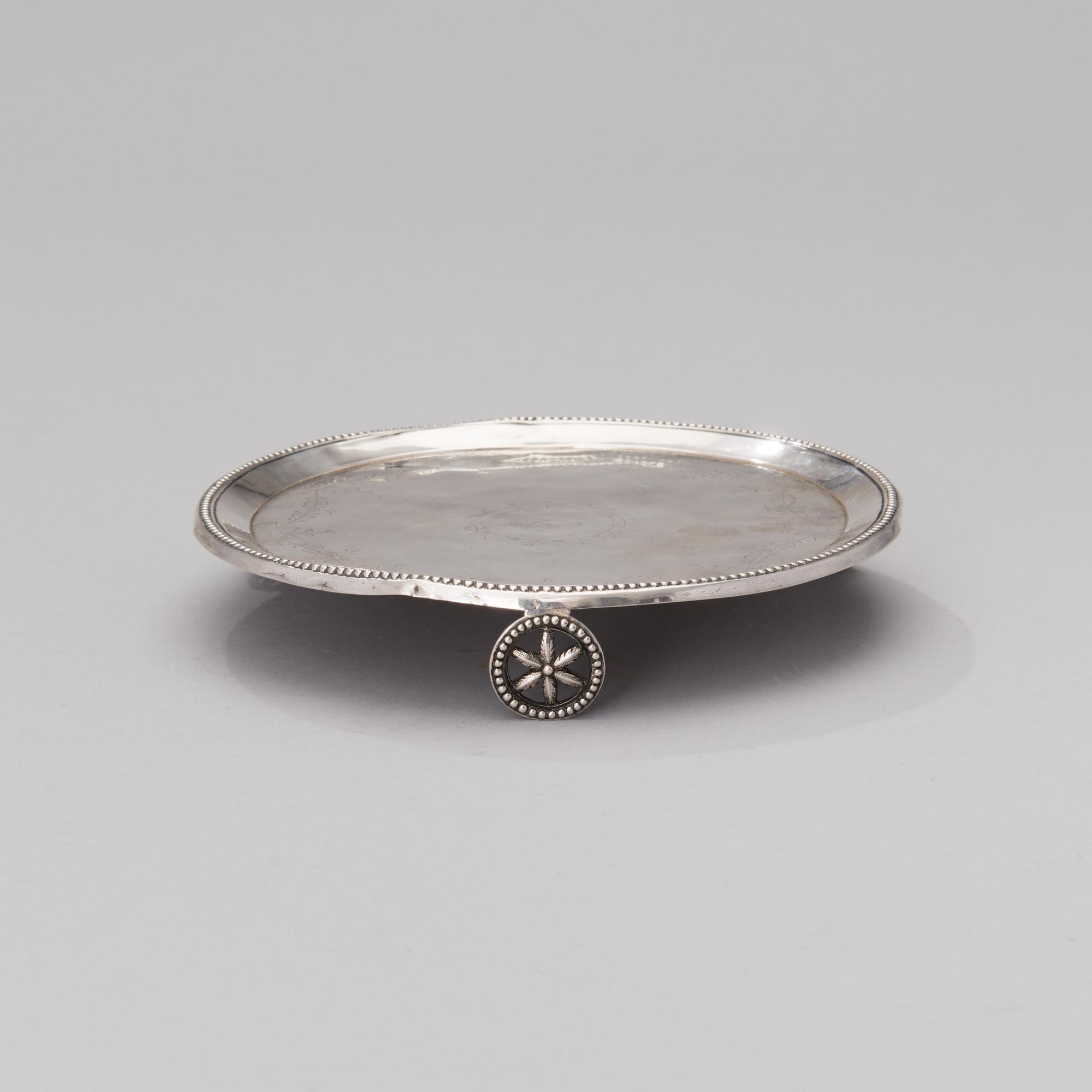 A SMALL SILVER TRAY, unmarked, South America 19th century.
