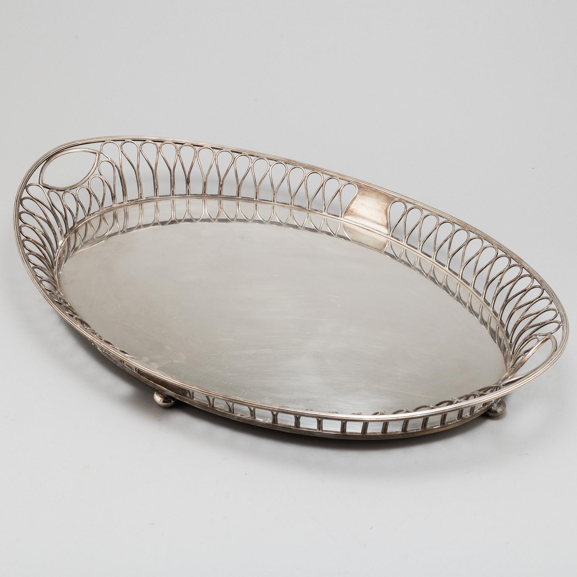 A silverplated tray, A.G. Dufva.