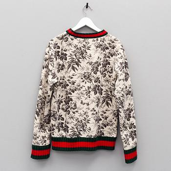 GUCCI, a printed cotton sweater, size XL. 2017.