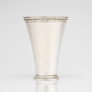 A Swedish 18th Century parcel-gilt silver beaker, mark of Paul Zachun, Norrköping, 1732.