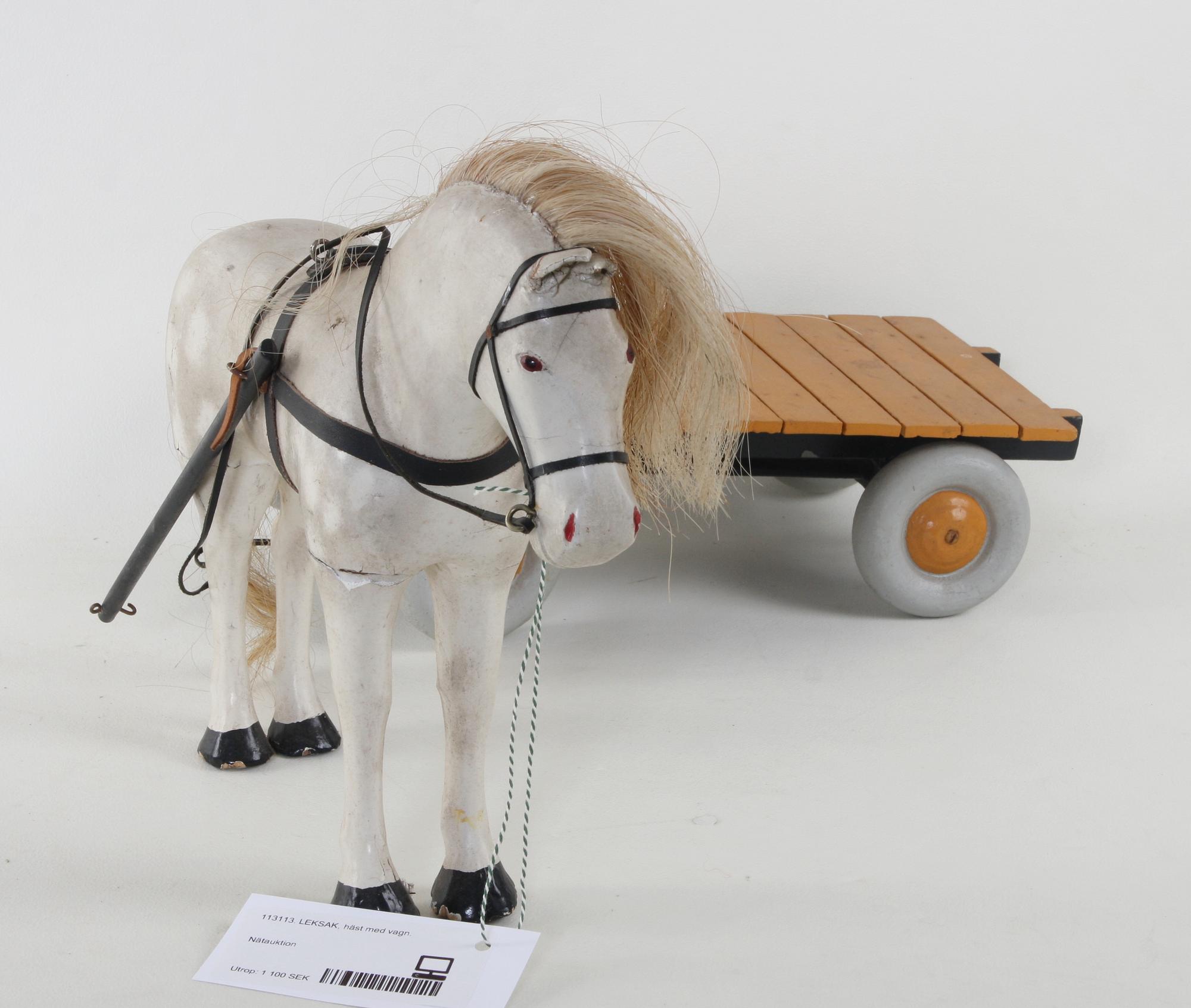LEKSAK, häst med vagn.