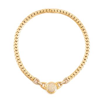 451. A Cartier 18K gold necklace set with round brilliant-cut diamonds.