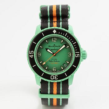 Swatch/Blancpain, Scuba Fifty Fathoms, Indian Ocean, armbandsur, 42,3 mm.