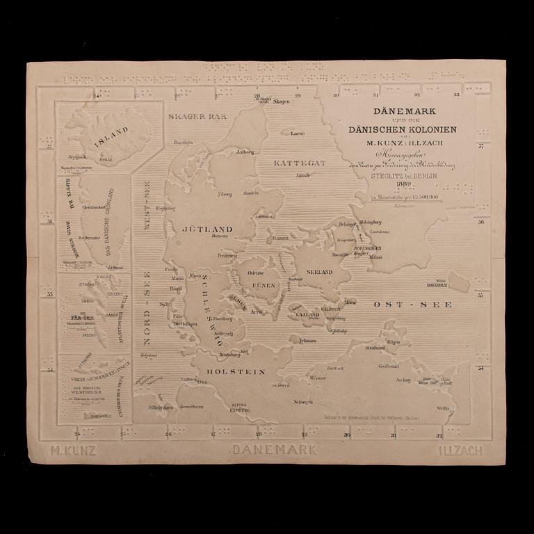 UNDERVISNINGSMATERIAL FÖR SYNSKADADE, 4 st, M. Kunz, Tyskland 1800-talets slut.