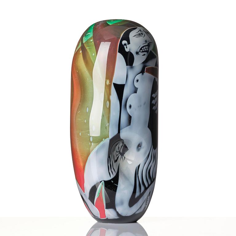 Peter Hermansson, "Body Electric", a unique glass vase/sculpture in graal technique, Örsjö, Sweden, 21st century.