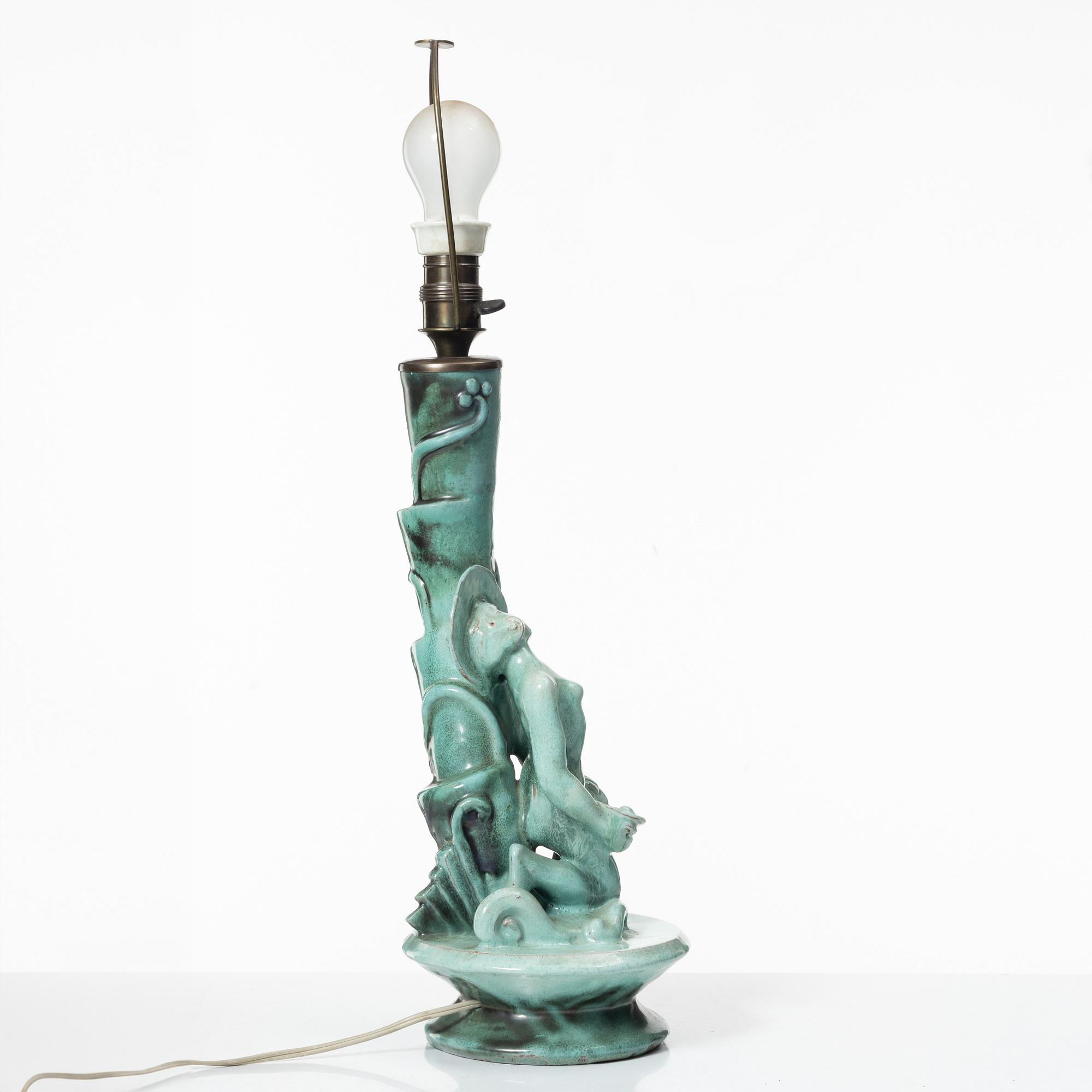 Allan Ebeling, a glazed ceramic table lamp, Torshälla 1932.