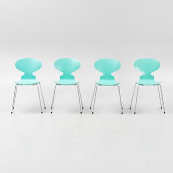 Arne Jacobsen, four 'Ant' chairs, Fritz Hansen, Denmark, 1992-97.