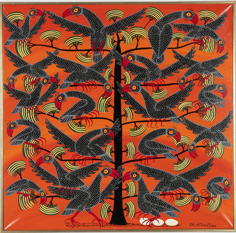 Daudi Tingatinga , Guinea Fowl in Trees,