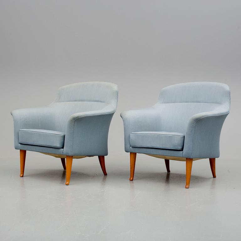 FÅTÖLJER, ett par,"Greta", Kerstin Hörlin-Holmqvist, för Nordiska Kompaniet (NK), 1960-tal.