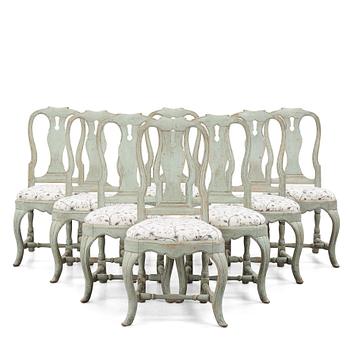 77. A set of eight Swedish Rococo chairs.