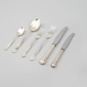 BESTICKSERVIS, 71 delar, silver, "Chippendale", GAB, Stockholm, 1900-talets andra hälft.