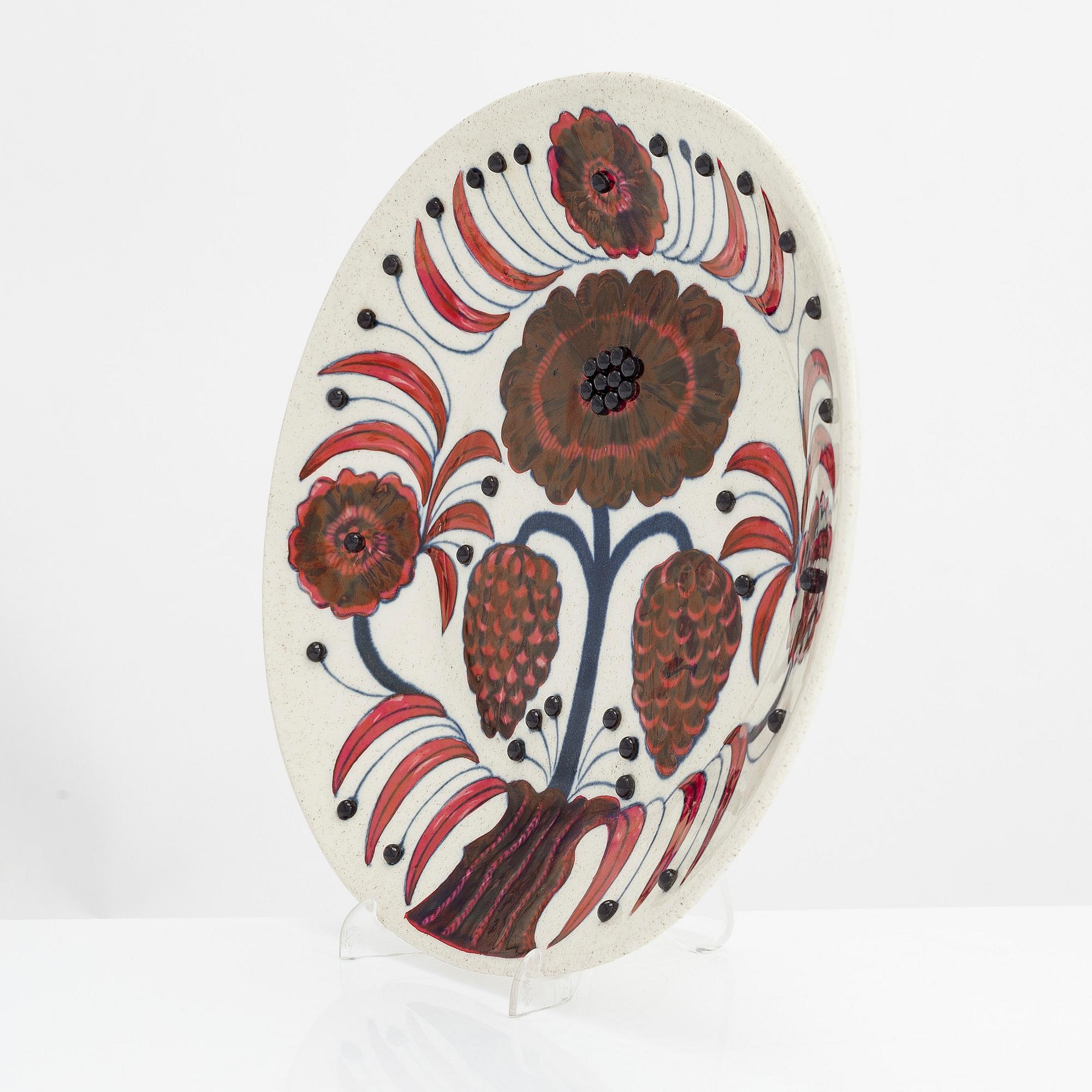 Birger Kaipiainen, decorative ceramic plate Rose, signed, numbered 276/2000, Arabia 1980 Made in Finland.