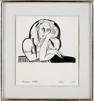 Françoise Gilot · FRANCOISE GILOT, tusch, sign o dat 1983.