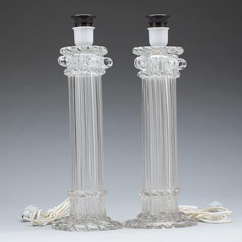 BORDSLAMPOR, ett par, glas, NK Inredningar, 1900-talets senare hälft.
