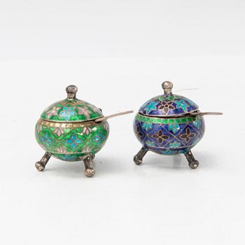 Salt cellars with spoons, China, 20th century.