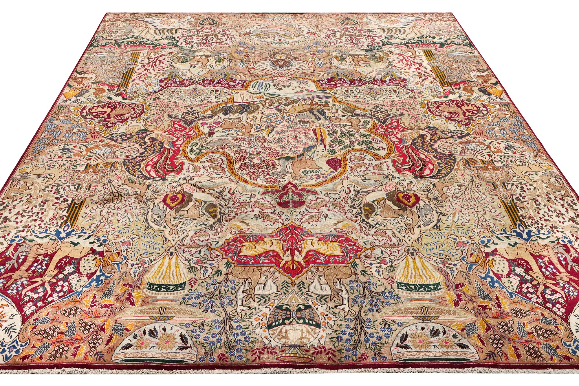 A Kashmar carpet, c. 382 x 295 cm.