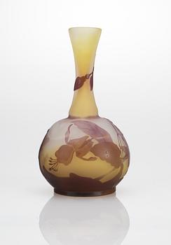 An Emile Gallé Art Nouveau cameo glass vase, Nancy, France.