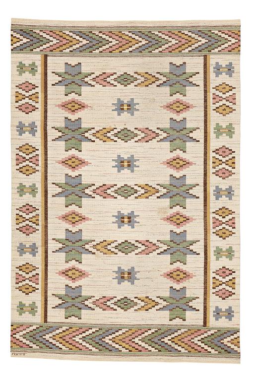 Märta Måås-Fjetterström, MATTO, "Vit botten", flat weave, ca 304 x 204,5 cm, signed AB MMF.
