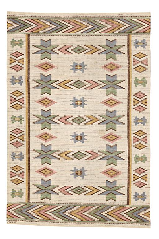 Märta Måås-Fjetterström, MATTO, "Vit botten", flat weave, ca 304 x 204,5 cm, signed AB MMF.