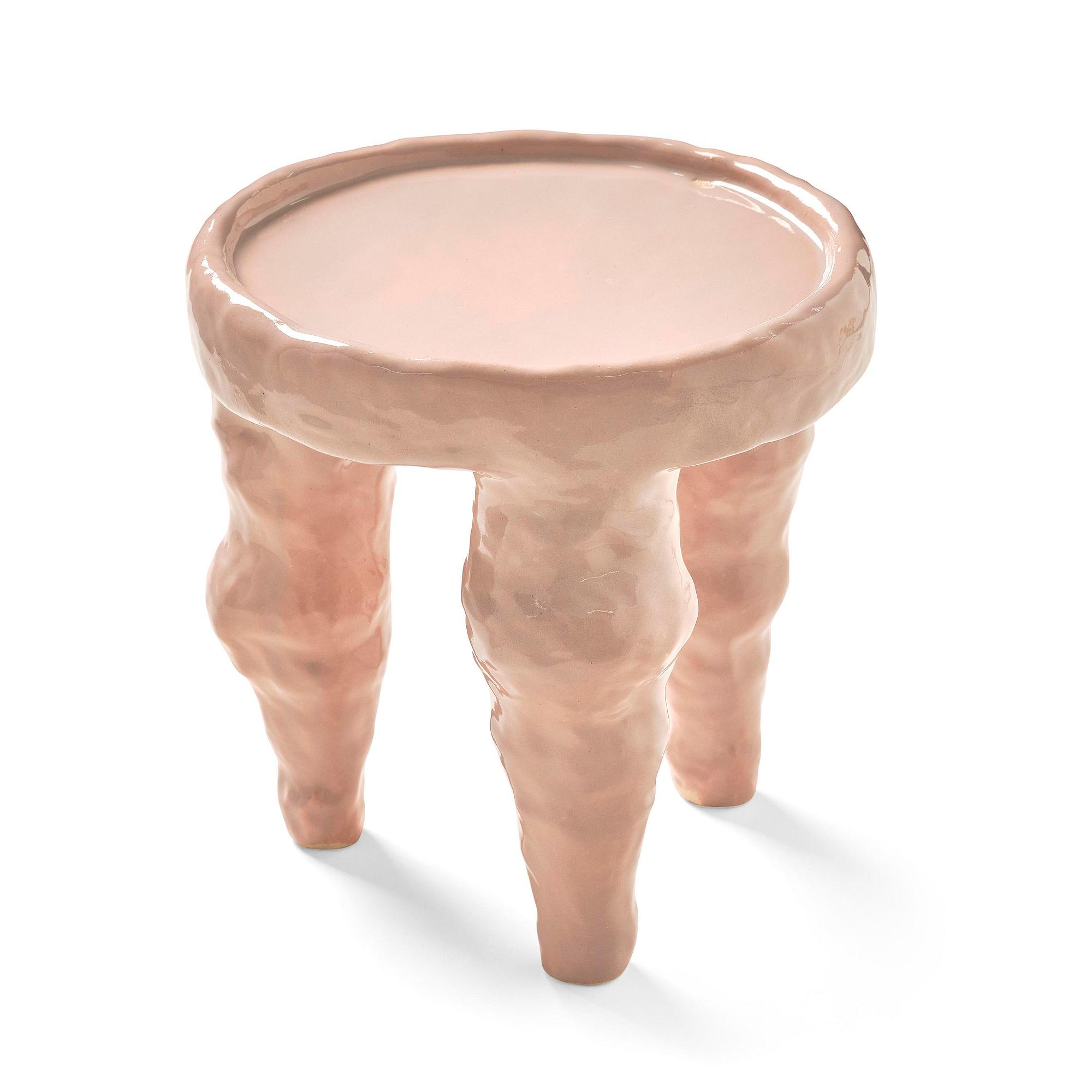 Fanny Ollas, a ceramic stool/sculpture, executed in her studio, Gustavsberg, Stockholm.