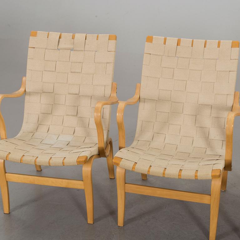 BRUNO MATHSSON, SET OF FOUR ARMCHAIRS "EVA" BY DUX.