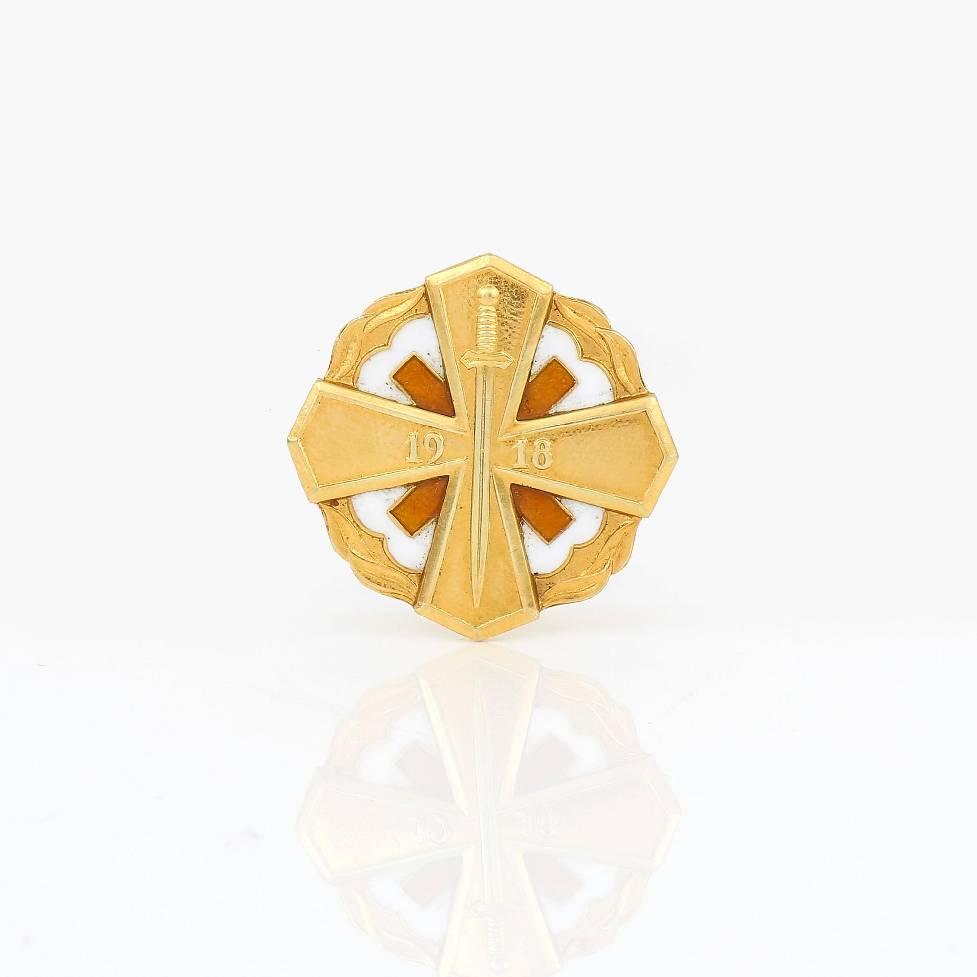 HEDERSMÄRKE, 14K guld, Helsingfors, 1954. Vikt 2g.