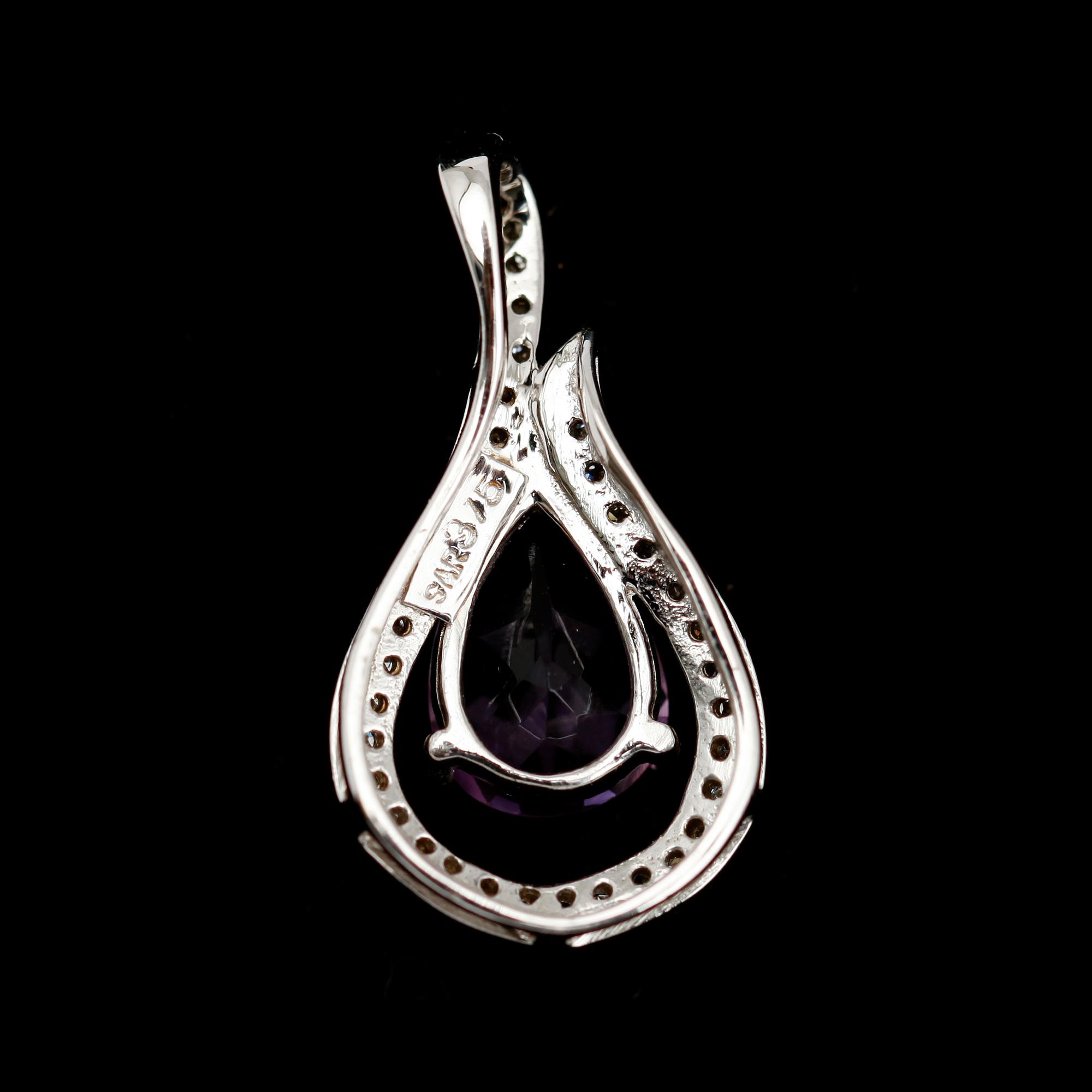 HÄNGE, 9 k vitguld, ametist 1.85 ct, diamanter 0.18 ct.