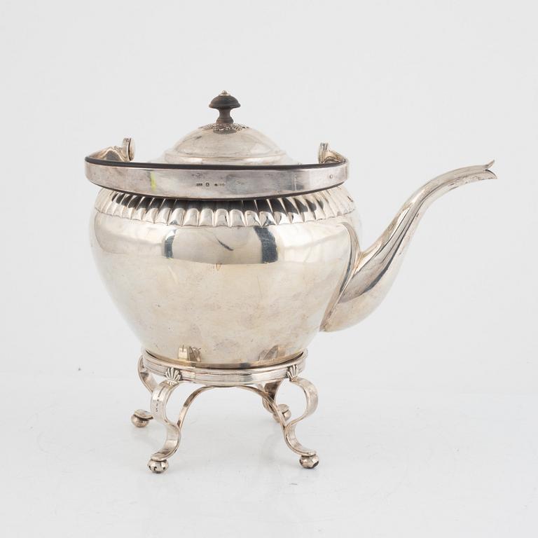 An Empire silver teapot on stand, mark of Johan Fredrik Björnstedt, Stockholm 1823.