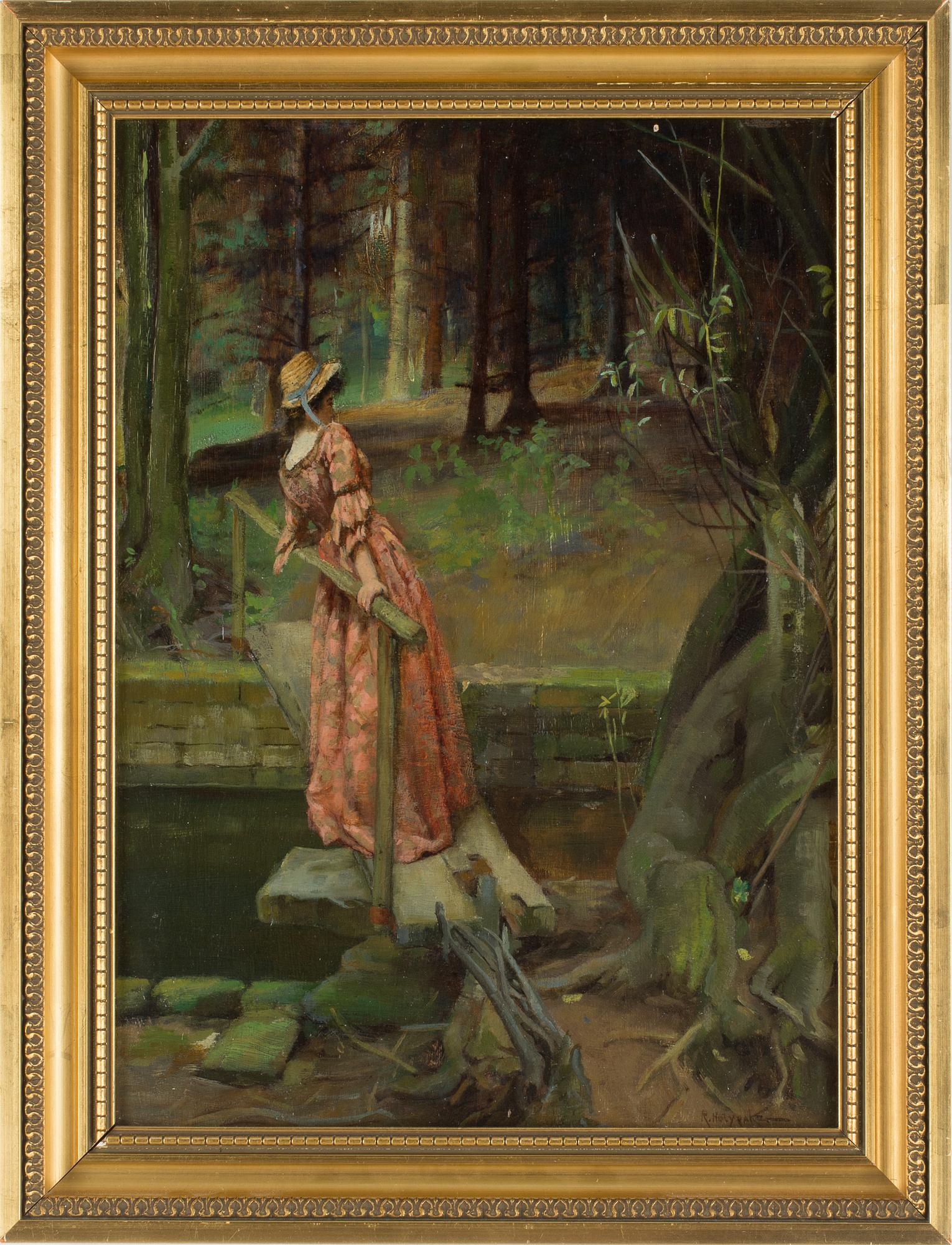 ROWLAND HOLYOAKE, oil on panel, signed. Dated 1873 at the back.