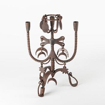 A SWedish wrought-iron four-light candlestick, circa 1900.