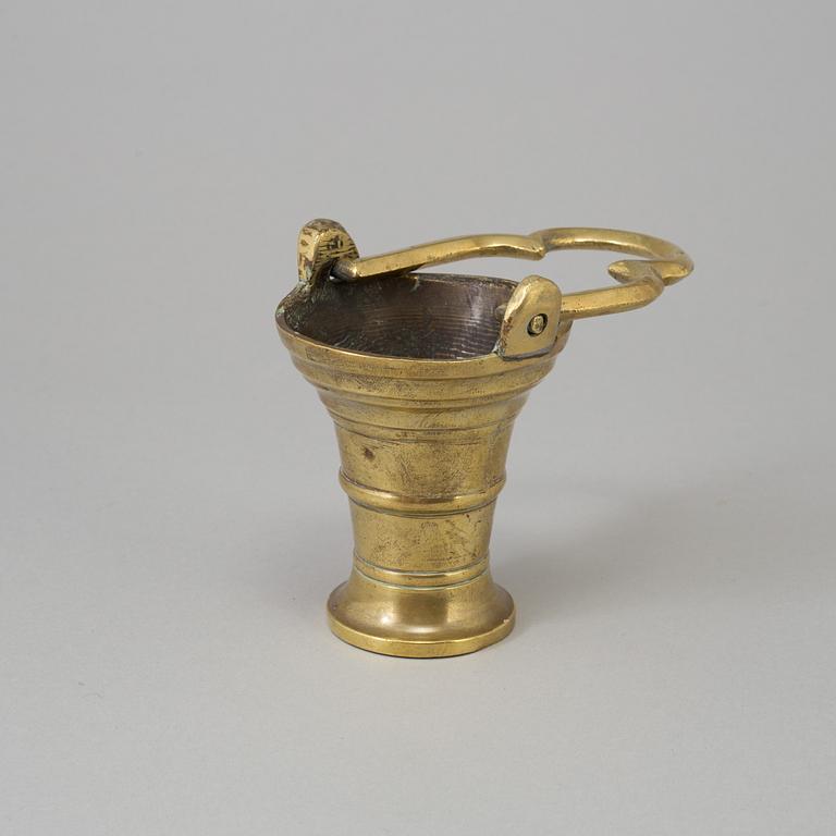 A BRONZE HOLY WATER BOWL, probably 15th/16th century.