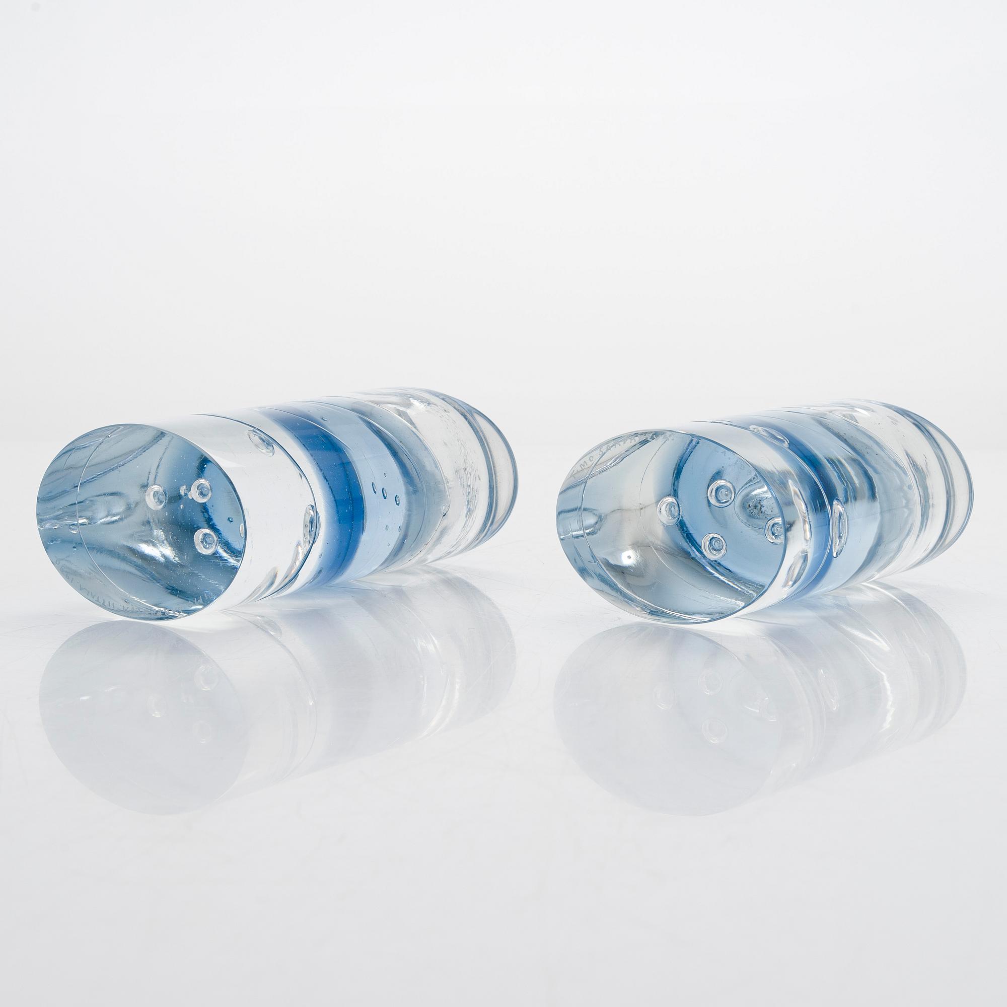 Timo Sarpaneva, lasiveistoksia, kynttilänjalkoja, 4 kpl, "Arktia", signeerattu Timo Sarpaneva Iittala 1990.
